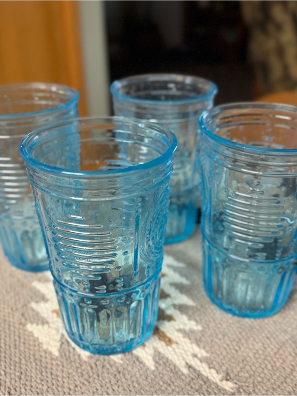 Bormioli Rocco Italy Turquoise Glass Tumbler Set of 4
